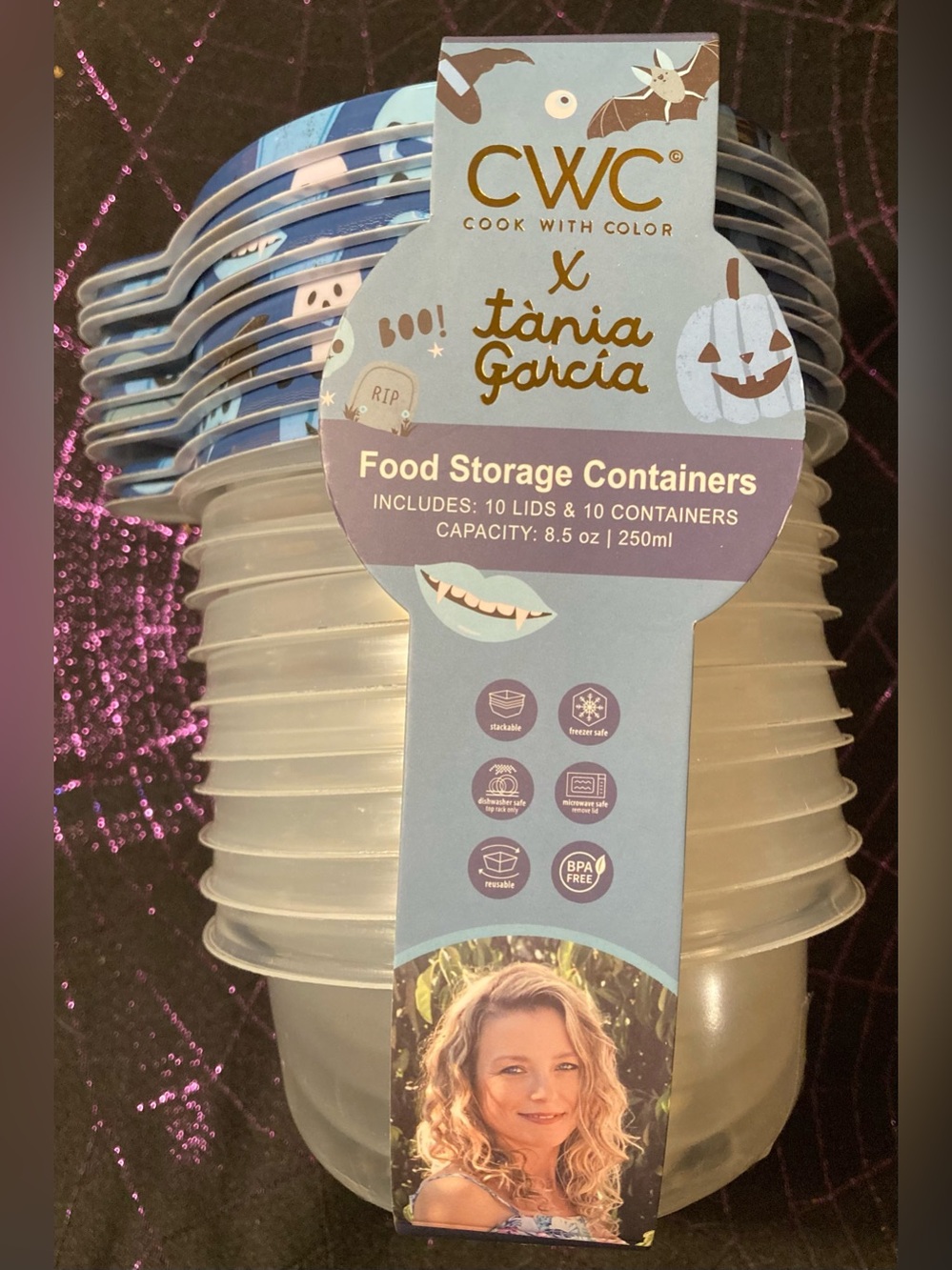 20pc Halloween Themed 250ml Containers (10 Tops, 10 Bottoms)